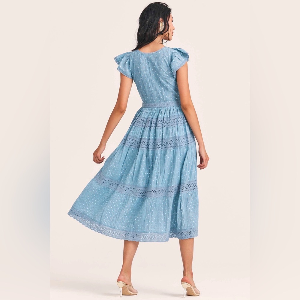 NWT $495 Love Shack Fancy Abena Dress in Blue Bonnet - Picture 3 of 6